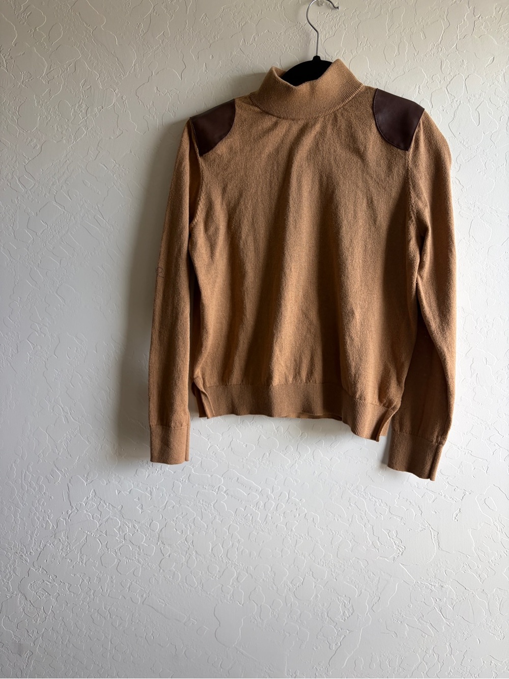 Michael Kors Camel Pullover with Brown Shoulder Patches